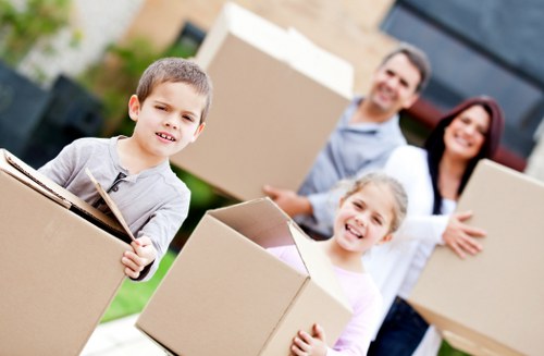 Office furniture and equipment prepared for a commercial move