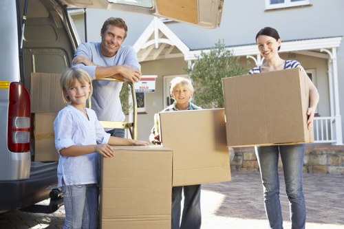 Packed household belongings ready for transport during a New Cross home move
